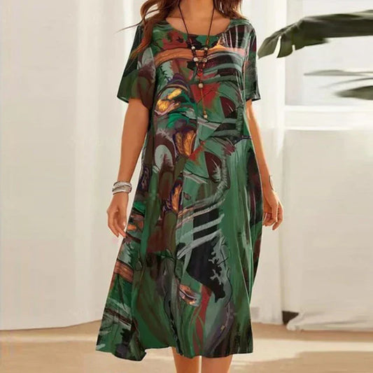 Jodilyn | Comfortable Tunic Dress with Tropical Print