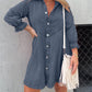 Aniek | Dress in washed denim with puff sleeves