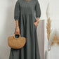 Anna - Lantern Sleeve Midi Dress