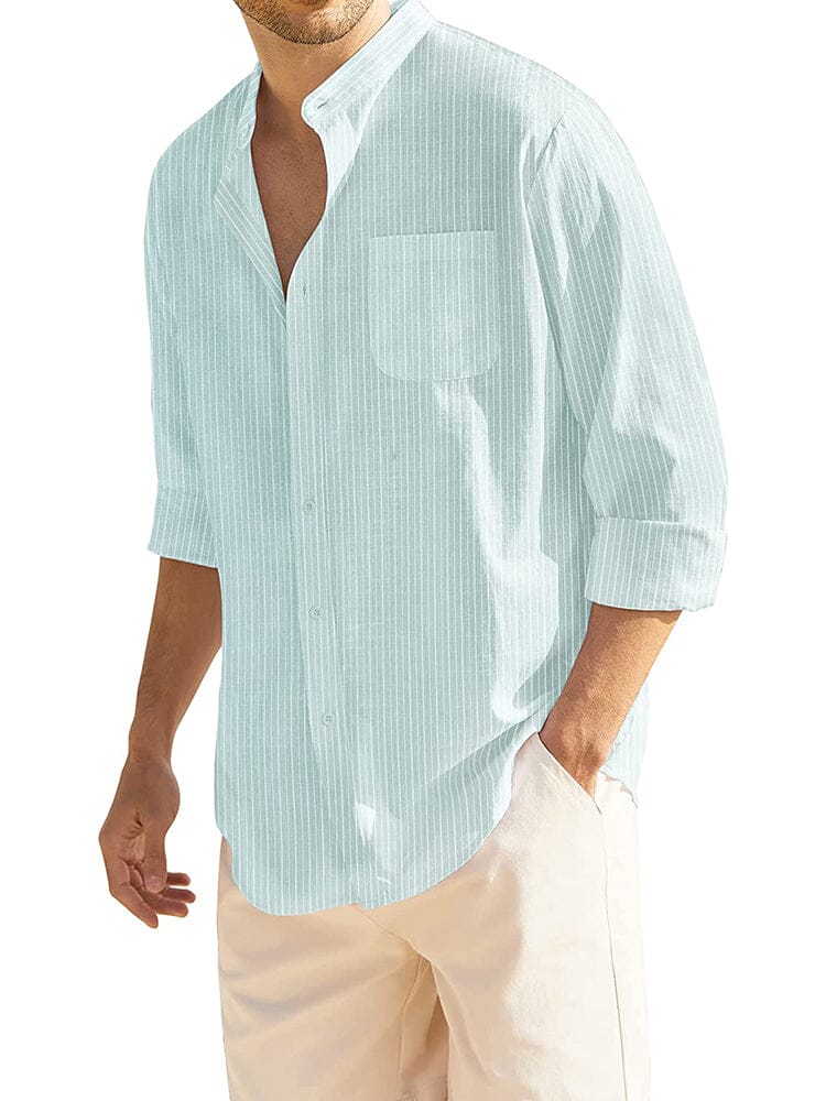 Cotton Linen Beach Button Down Shirt with Pocket (US Only)