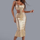 Kit Metallic Midi Bandage Kleid - Gold