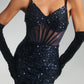 Sarah Sequin Feder Maxi Kleid