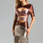 Kaci Maxikleid mit Metallic-Ausschnitt