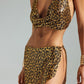 Mauris Leopard Metal Halter Skirt Set