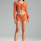 Rocelle Knit Bikini Four Pieces Set - Orange