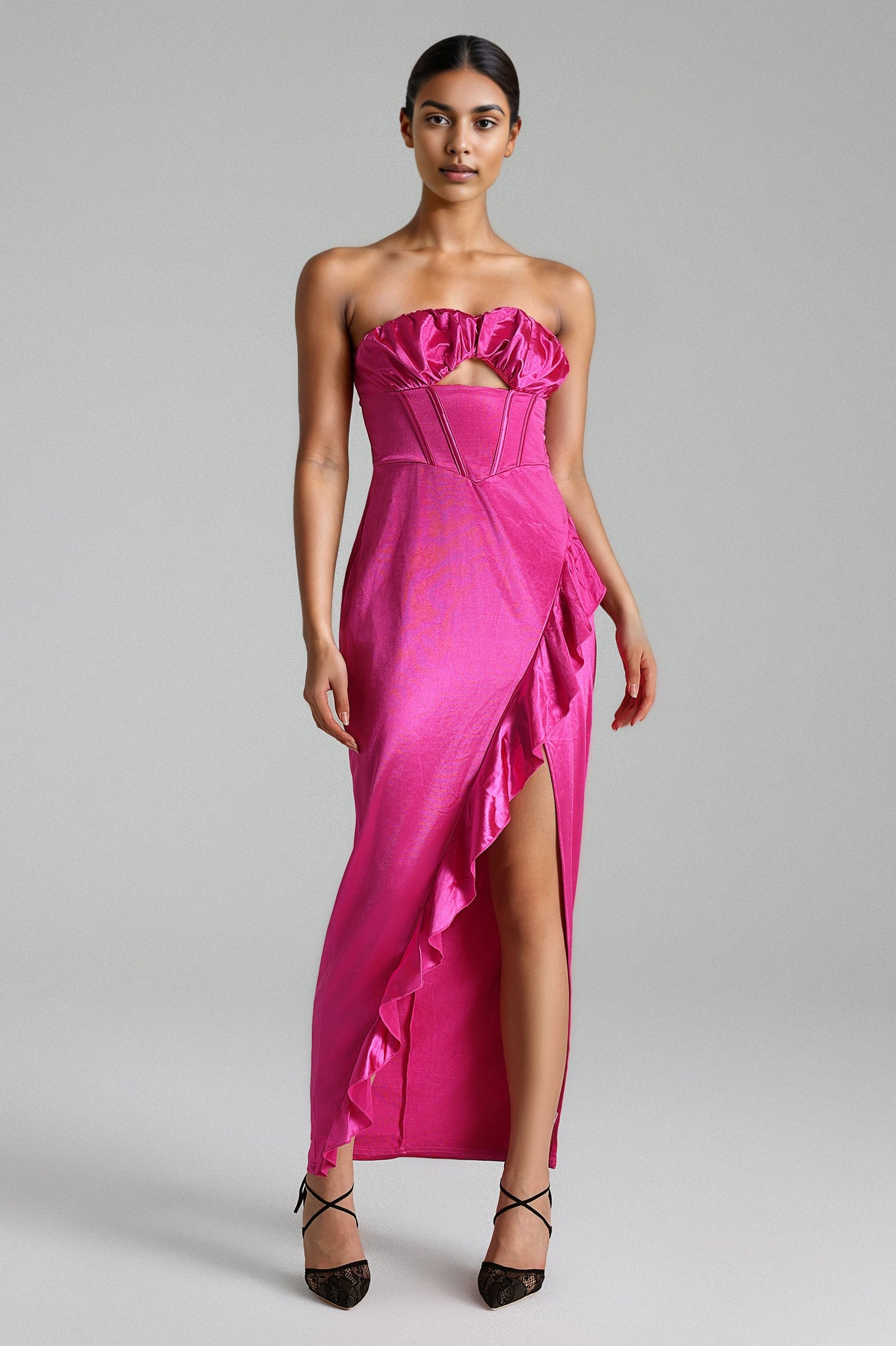 Joie Trägerloses Korsett-Rüschenkleid - Rosa