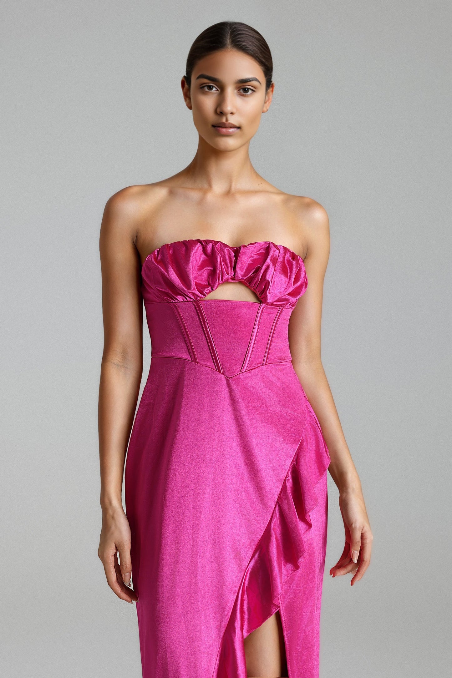 Joie Trägerloses Korsett-Rüschenkleid - Rosa