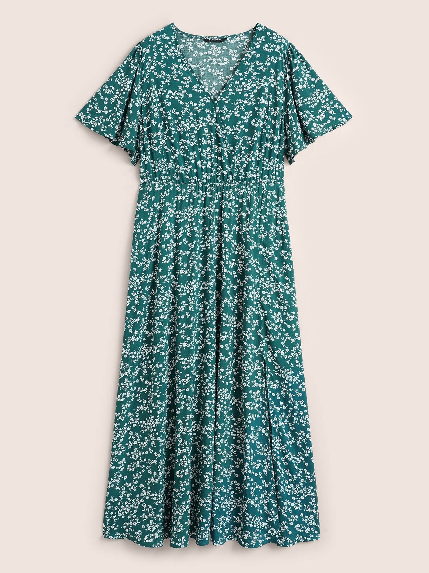 Bloom Dress - Flutter Sleeve Ditsy Floral Bag Split Maxi Dress