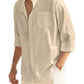 Cotton Linen Beach Button Down Shirt with Pocket (US Only)