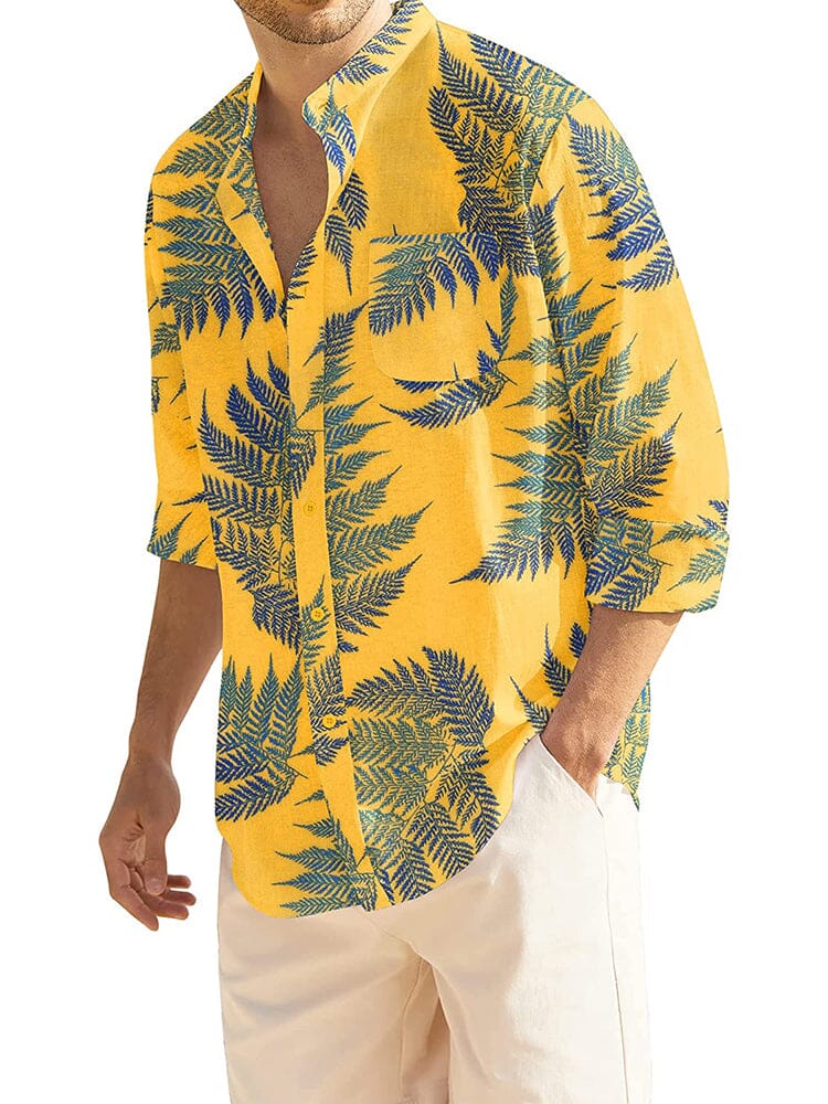 Cotton Linen Beach Button Down Shirt with Pocket (US Only)