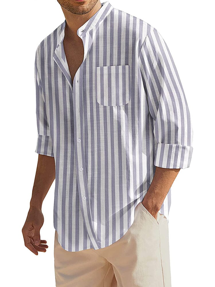 Cotton Linen Beach Button Down Shirt with Pocket (US Only)