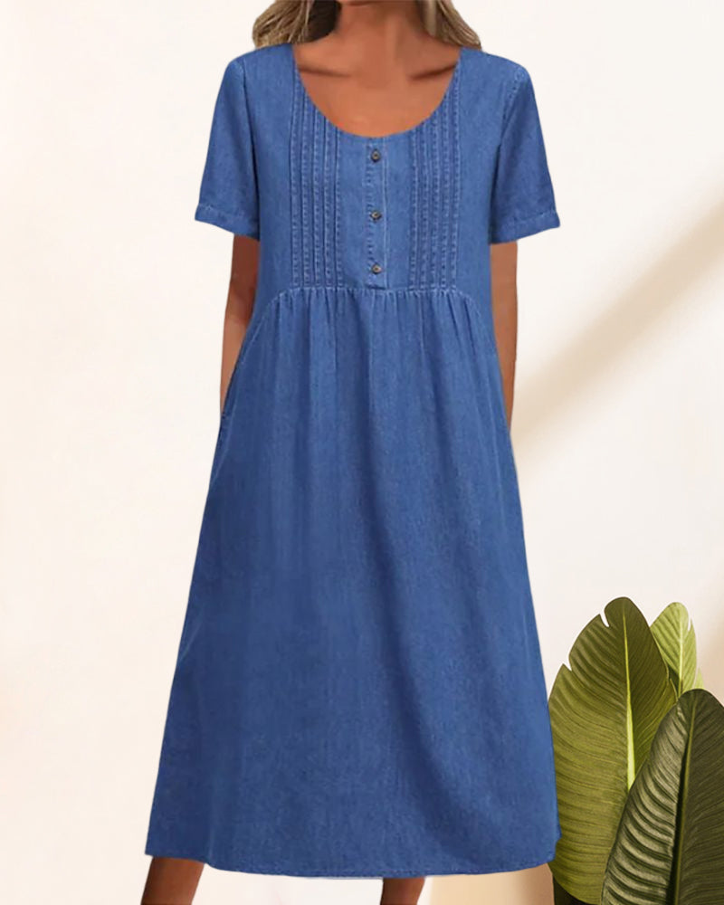 Denim short sleeve dress