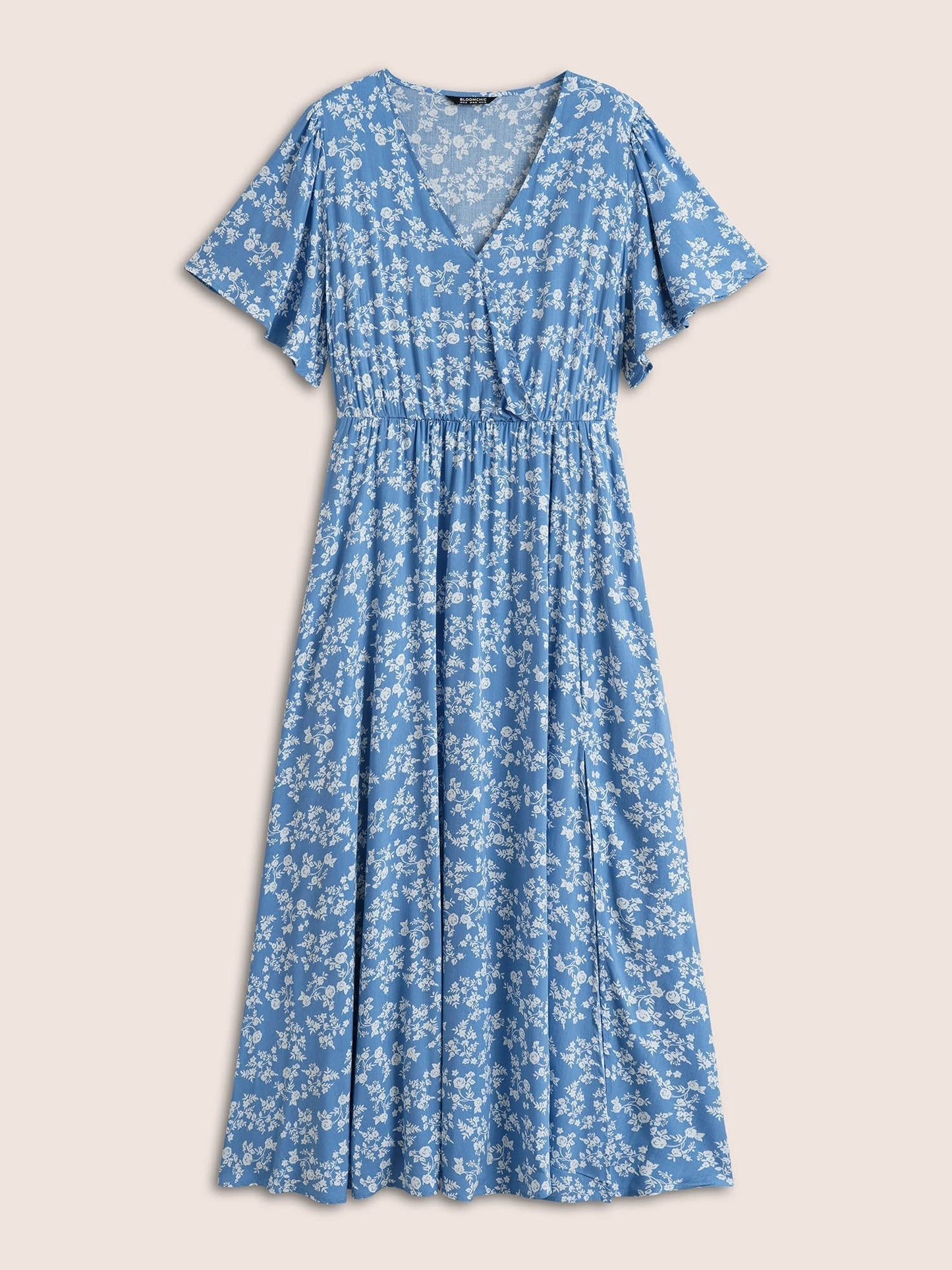 Bloom Dress - Flutter Sleeve Ditsy Floral Bag Split Maxi Dress