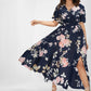 Bloom Dress - Flutter Sleeve Ditsy Floral Bag Split Maxi Dress