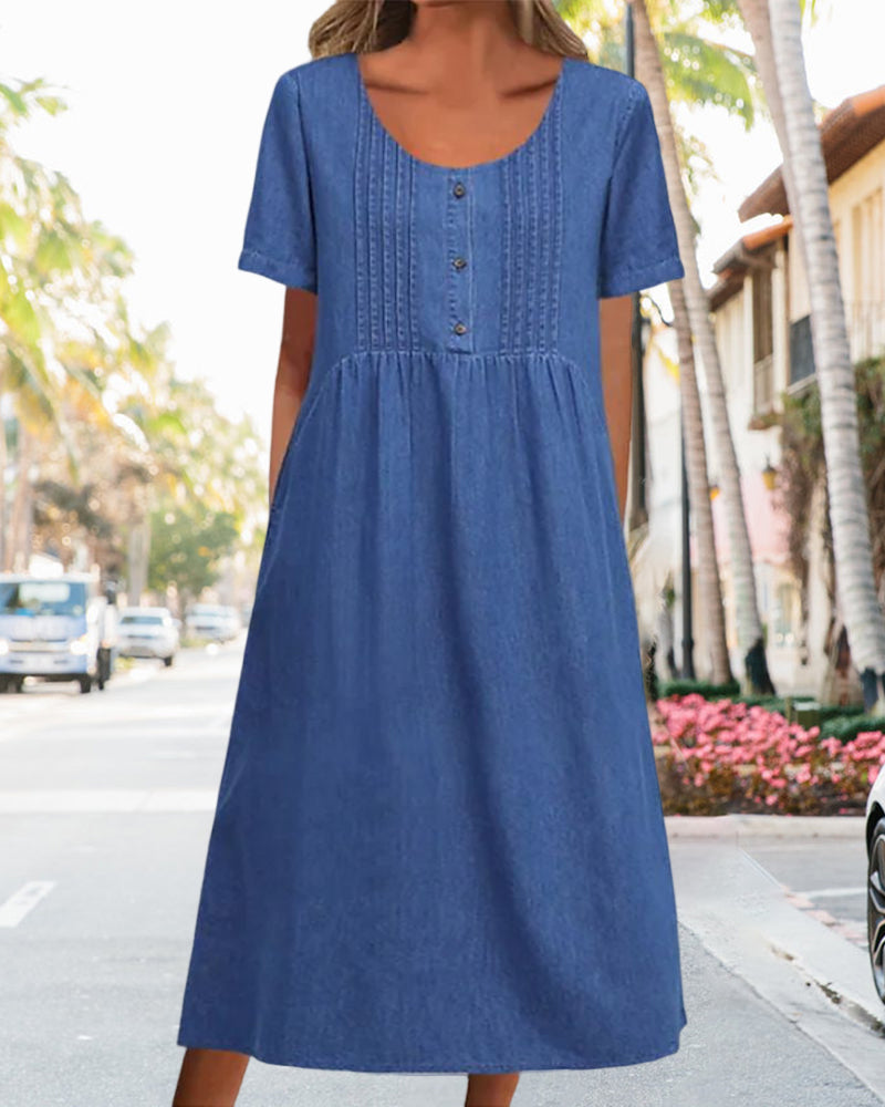 Denim short sleeve dress