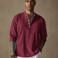 Linen V-neck Beach Long-sleeved Shirt