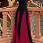 Febedress Spaghetti Strap Color Block Swing Maxi Party Dress