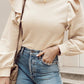 Ruffle Shoulder Long Sleeve Blouse