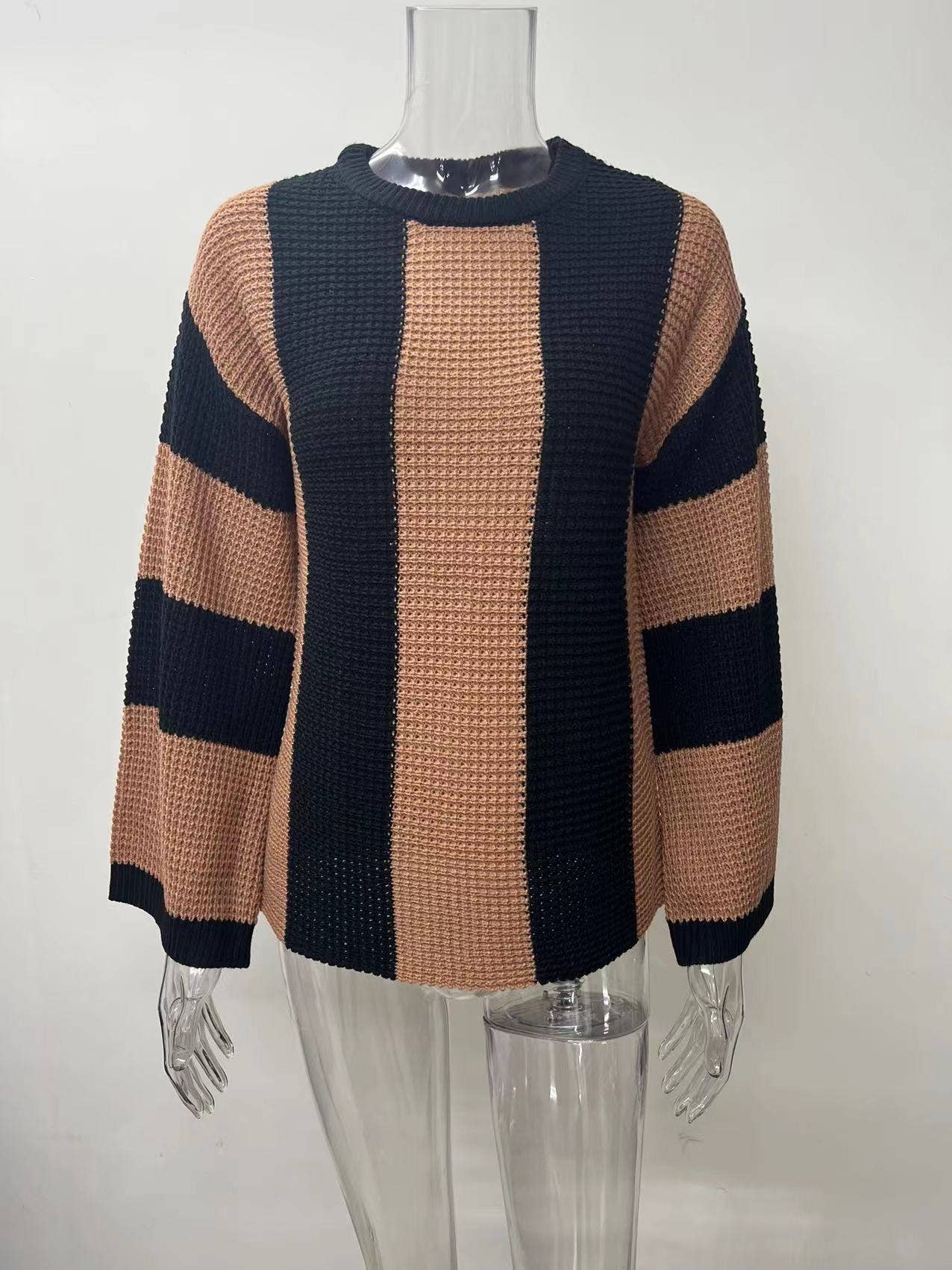 Waffle Striped Sweater