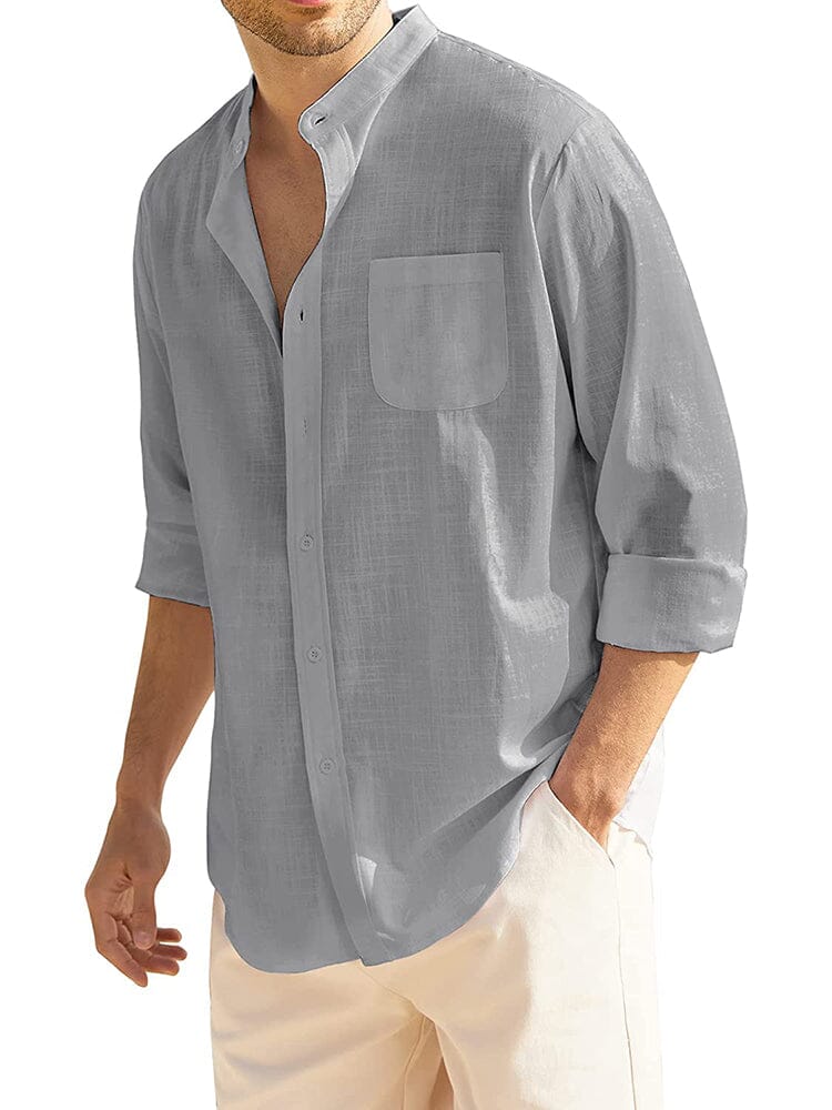 Cotton Linen Beach Button Down Shirt with Pocket (US Only)