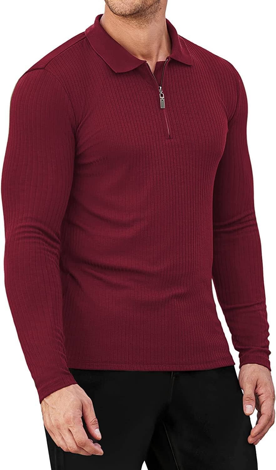 Long Sleeve Quarter Zip Polo Shirts (US Only)