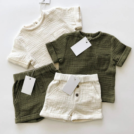 Double Gauze linen Shorts Set