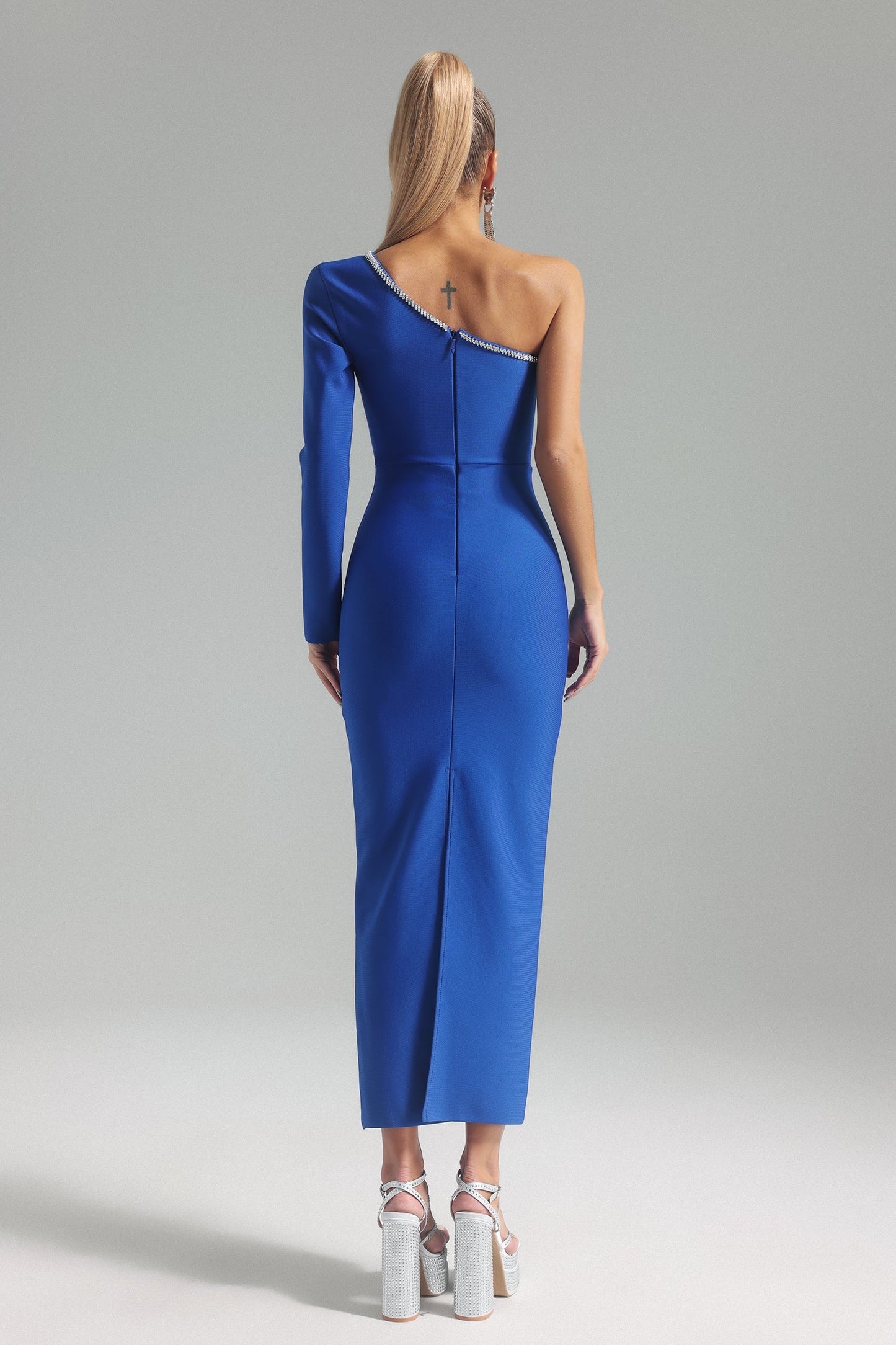 Alyssa Diamante Cutout Midi Bandage Kleid