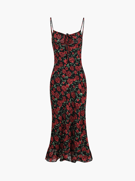 Bulgarian Roses Floral Cami Long Dress