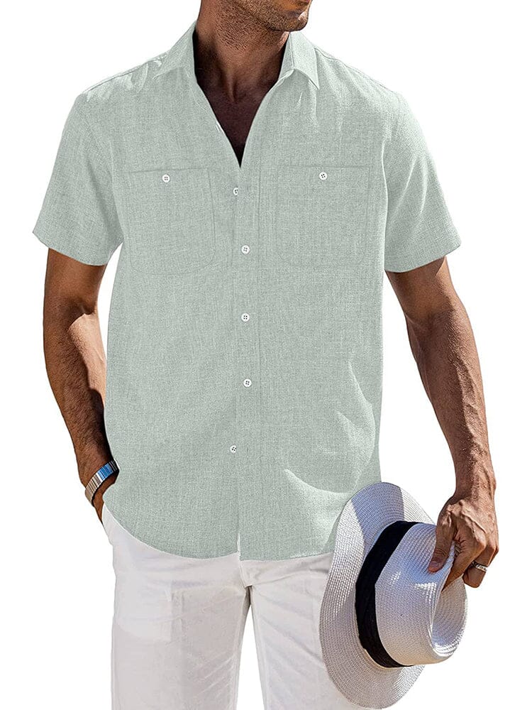 Casual Button Down Solid Linen Shirt (US Only)