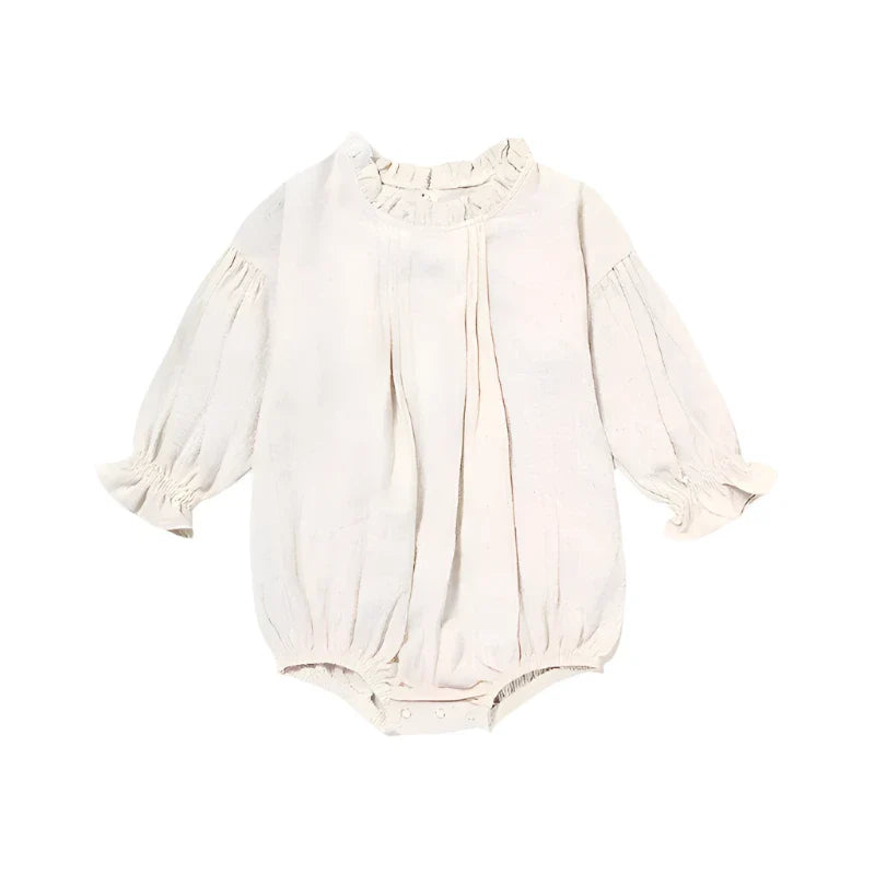 Girls Long Sleeve Linen Bodysuit