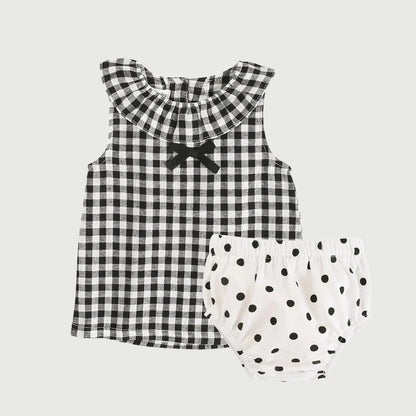 Polka Dot Bloomer Plaid Set