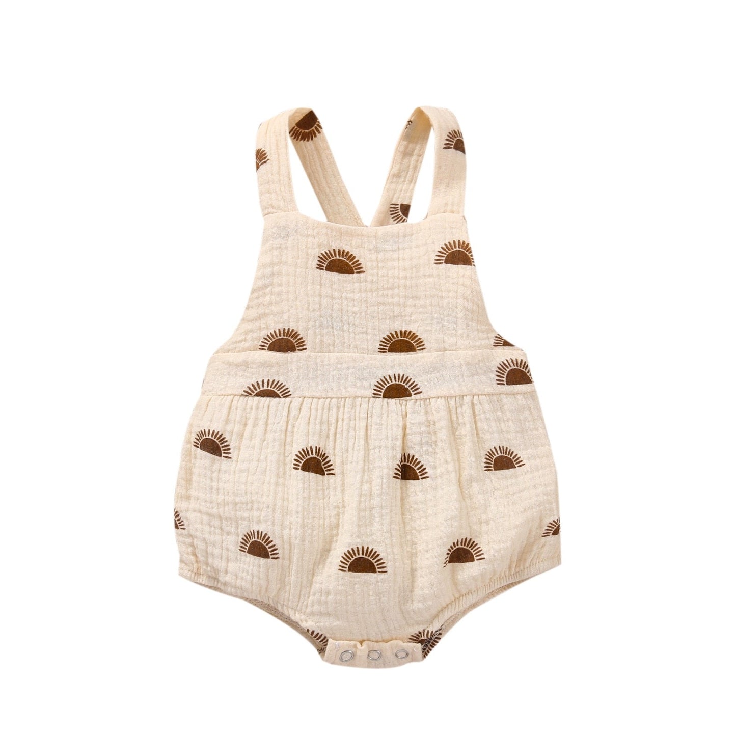 Sun Print Cotton Linen Playsuit.