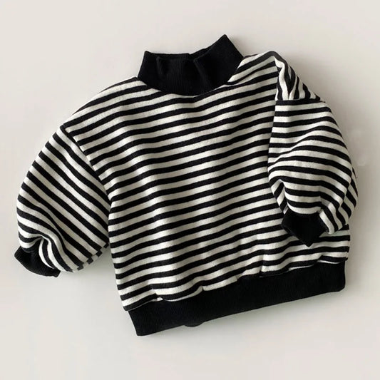 Warm Stripe Turtle Neck Sweater