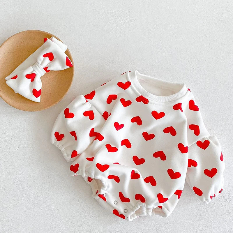 Plush Love Heart Bodysuit Set