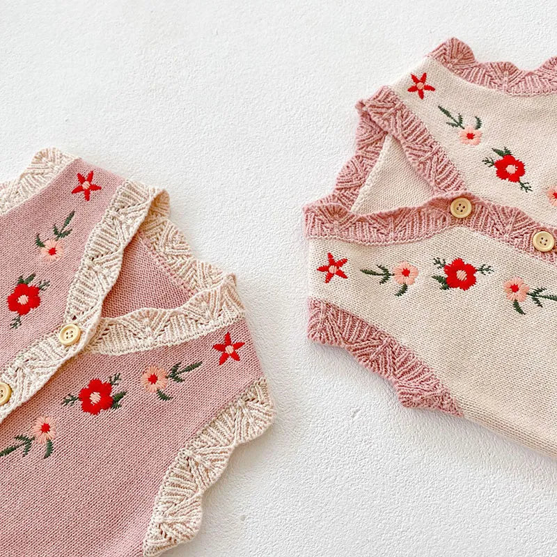 Girls Embroidery Crop Vest