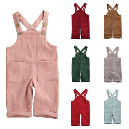 Soft Cotton Corduroy Suspender Jumpsuit Overalls