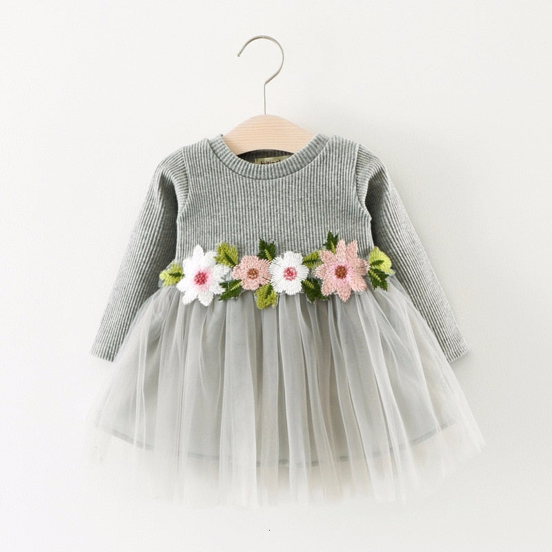 Long Sleeve Cotton Party Tulle Dress