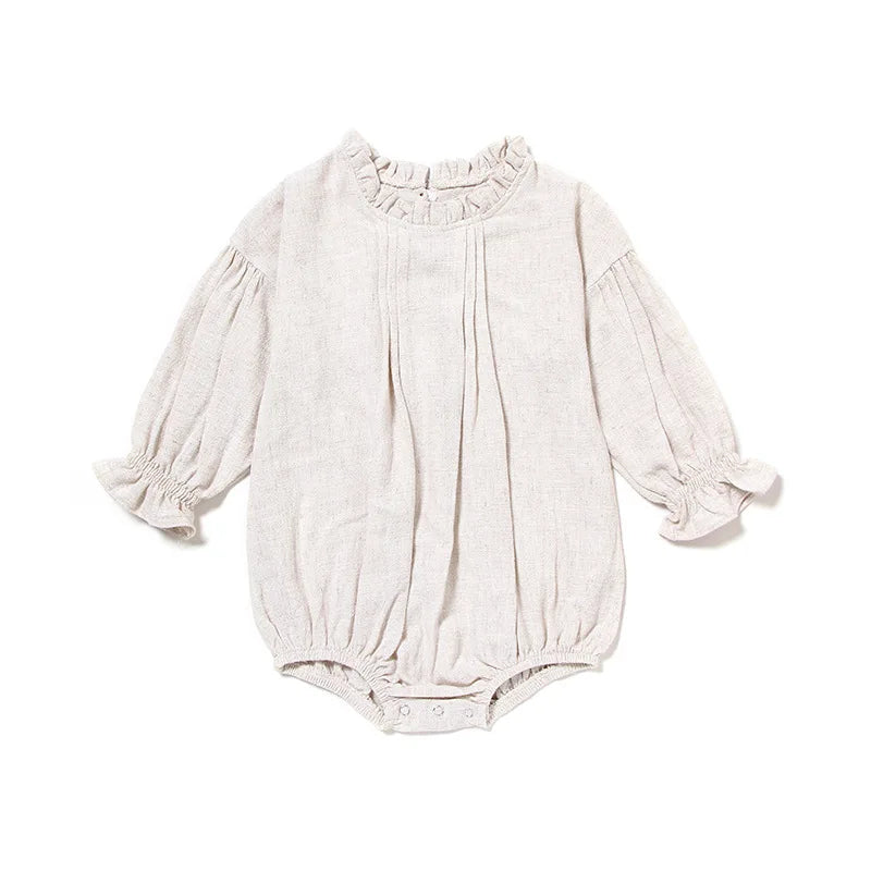 Girls Long Sleeve Linen Bodysuit