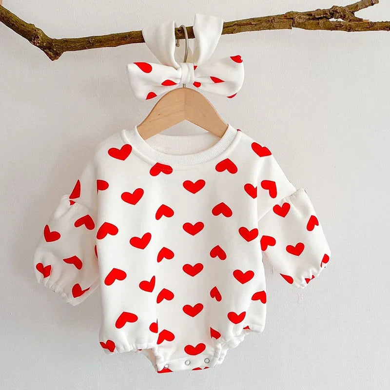 Plush Love Heart Bodysuit Set