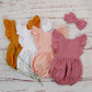 Ruffle Fly Sleeve Romper Headband Set