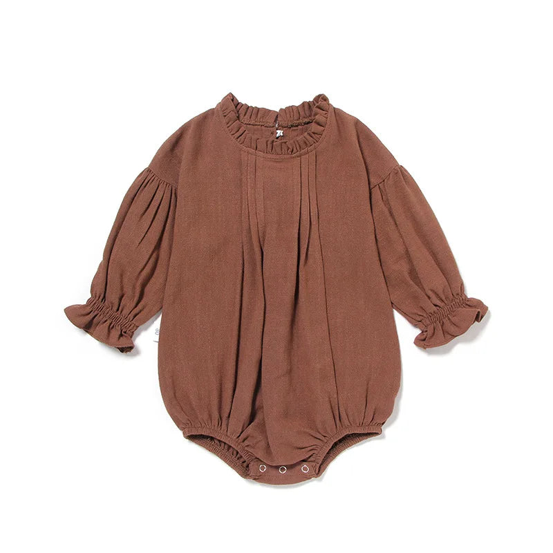 Girls Long Sleeve Linen Bodysuit