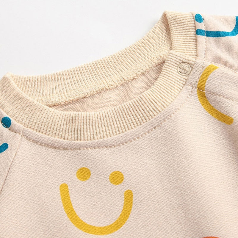 Mini Smile Cotton Bodysuit With Headband