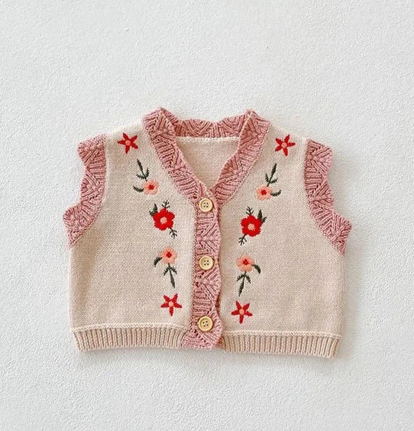 Girls Embroidery Crop Vest