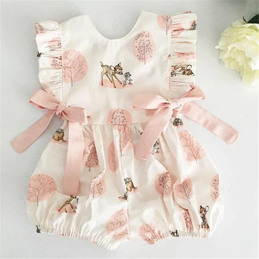 Floral Ruffle Ribbon Romper