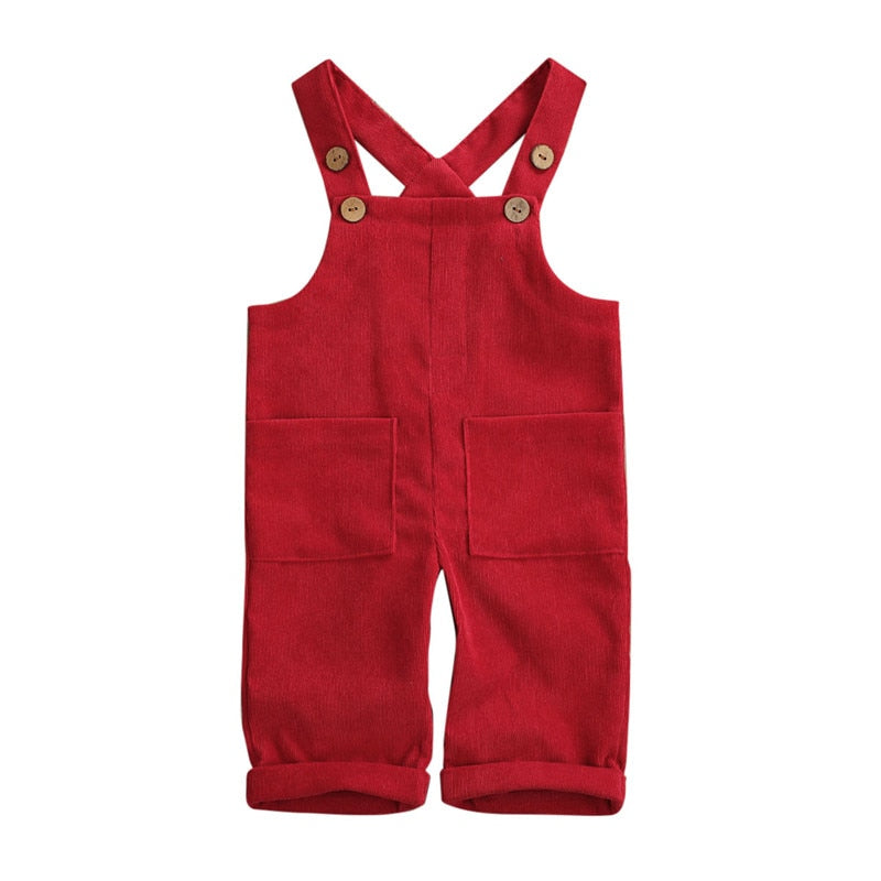 Soft Cotton Corduroy Suspender Jumpsuit Overalls