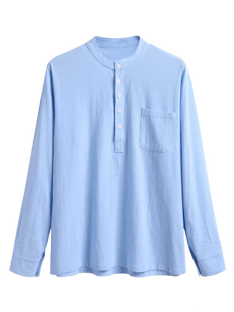 Linen V-neck Beach Long-sleeved Shirt