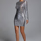 Jojo Cut-Out Mini Bodycon Kleid - Silber