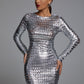 Jojo Cut-Out Mini Bodycon Kleid - Silber