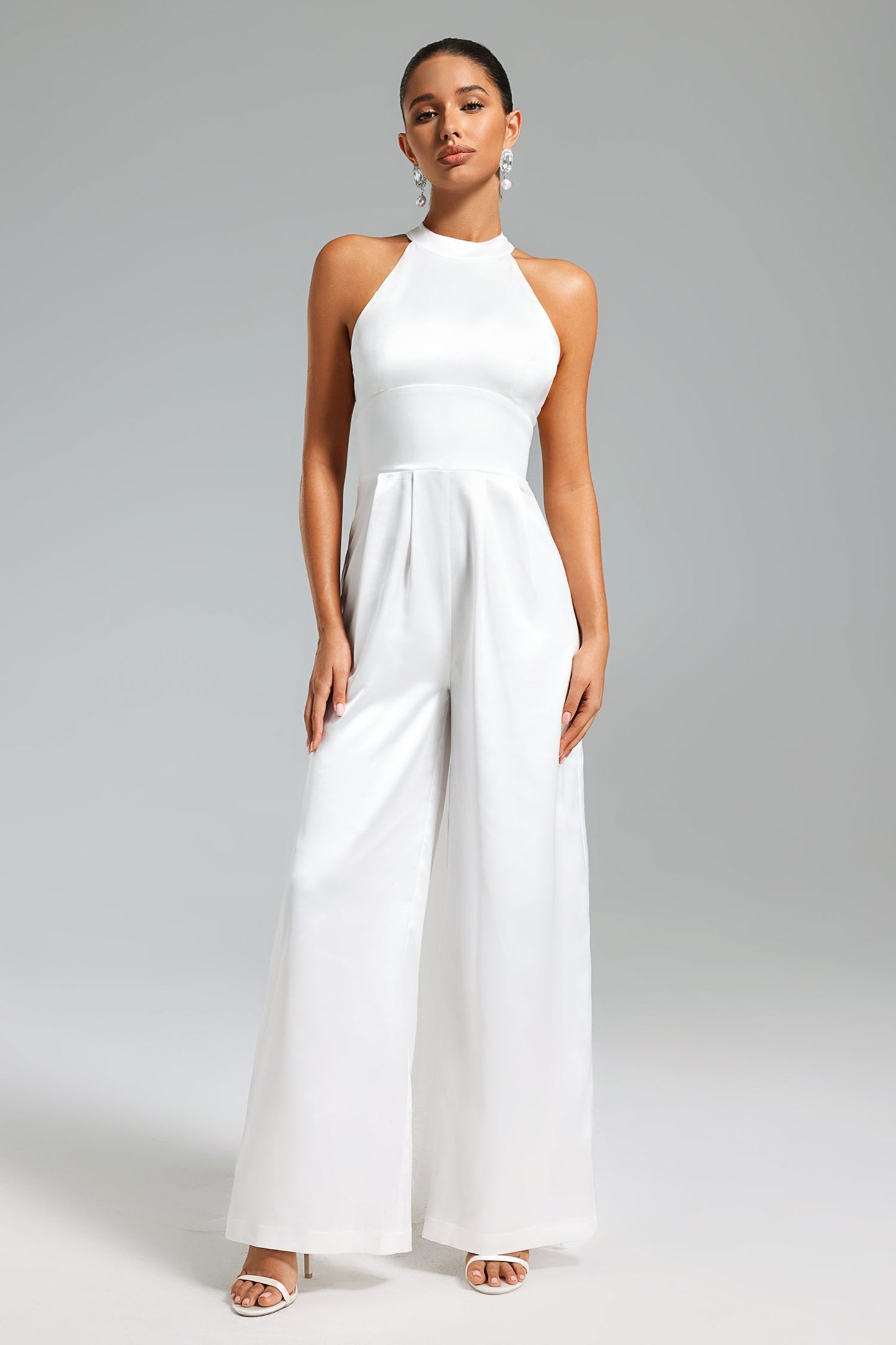 Katya Schwarzer Neckholder-Jumpsuit - Weiß