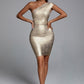 Lika Metallic Mini Cocktail Kleid